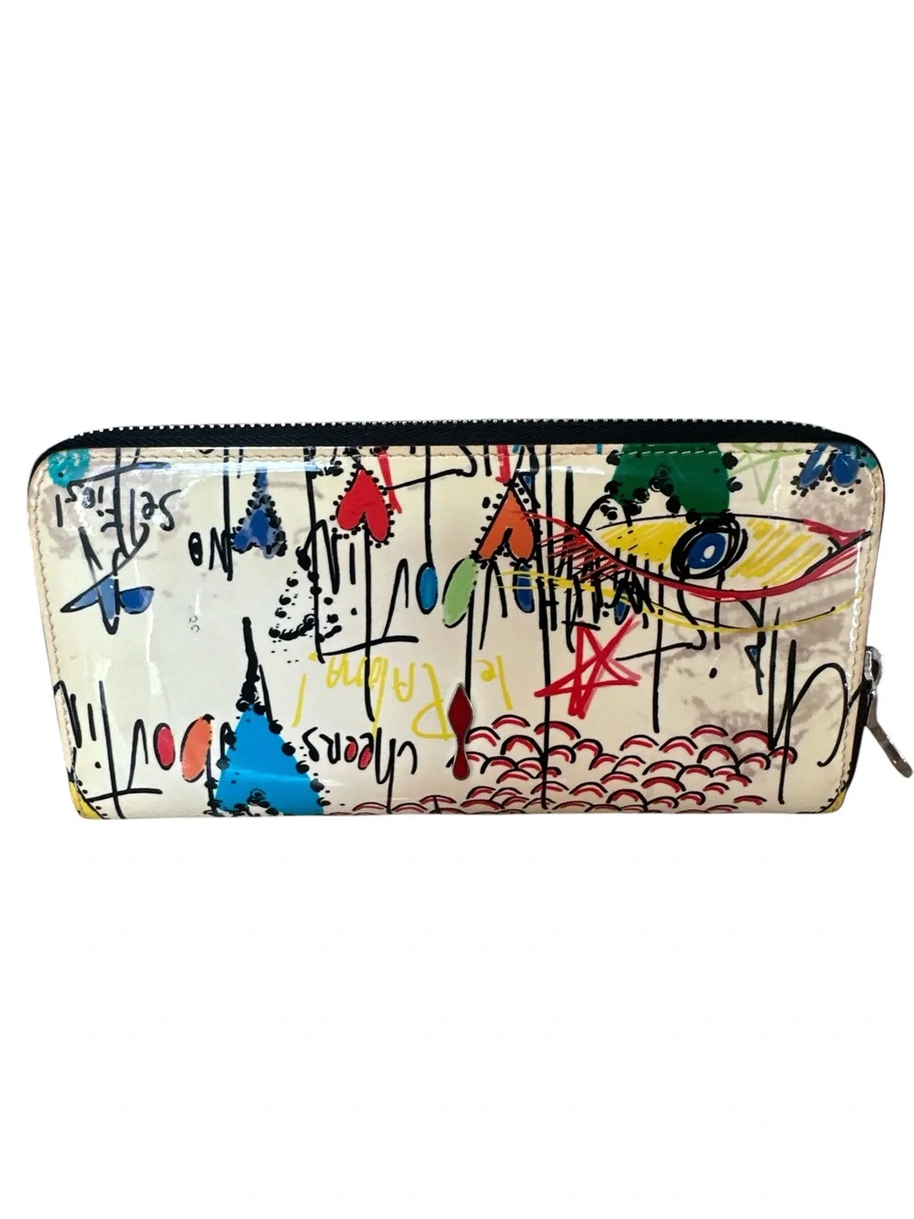 Christian Louboutin Multicolor Graffiti Patent Zip Wallet